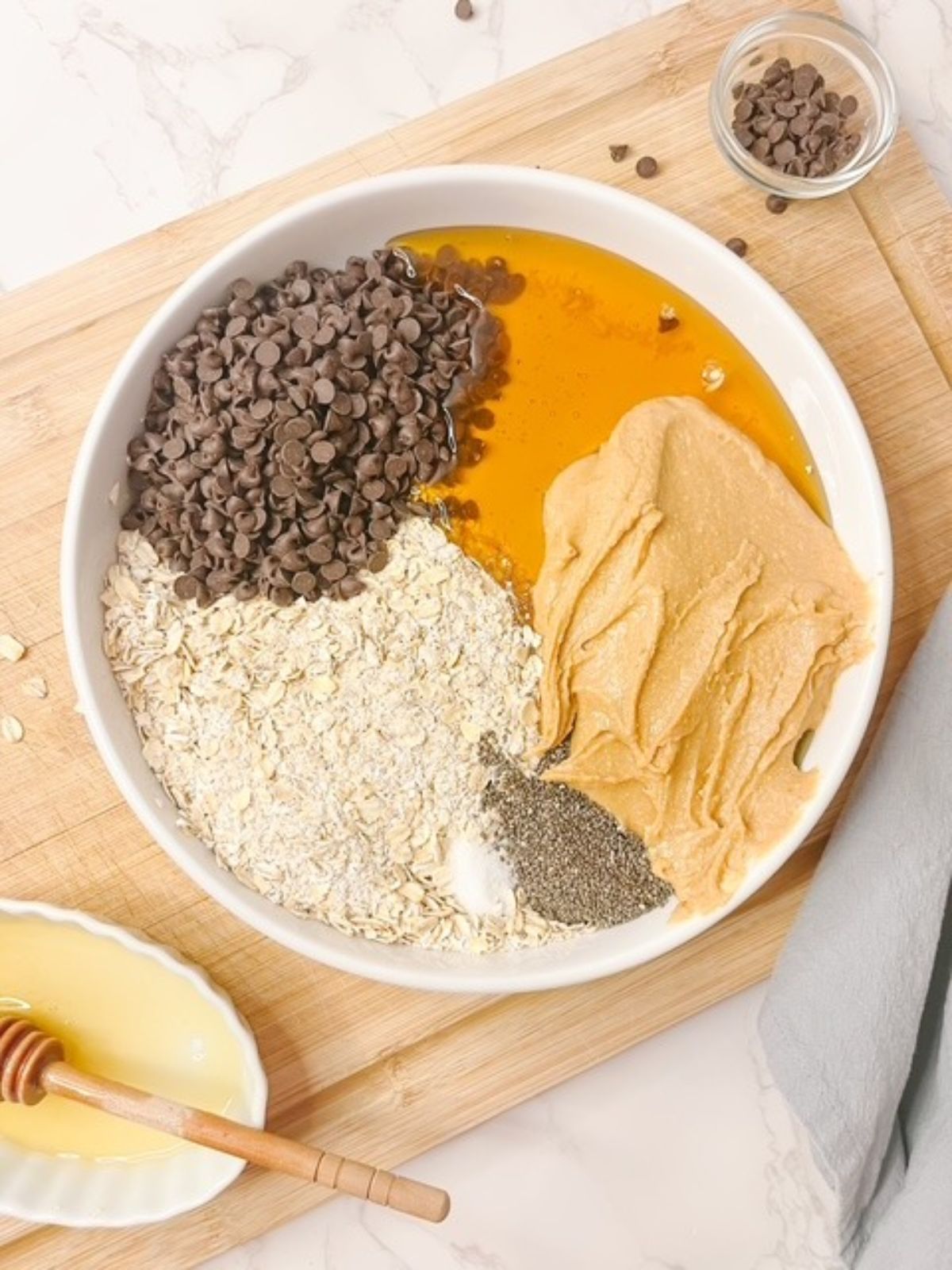 energy ball ingredients in one bowl