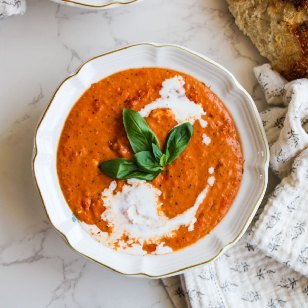 Serve a hearty bowl of warm tomato soup with grilled cheese for an easy weeknight dinner!