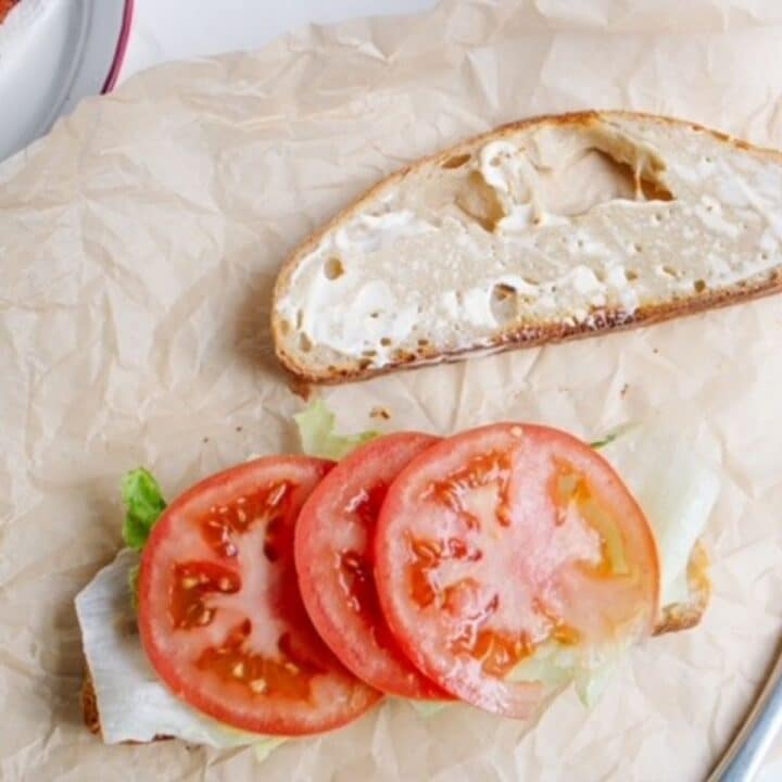 Add lettuce and tomato to the BLT