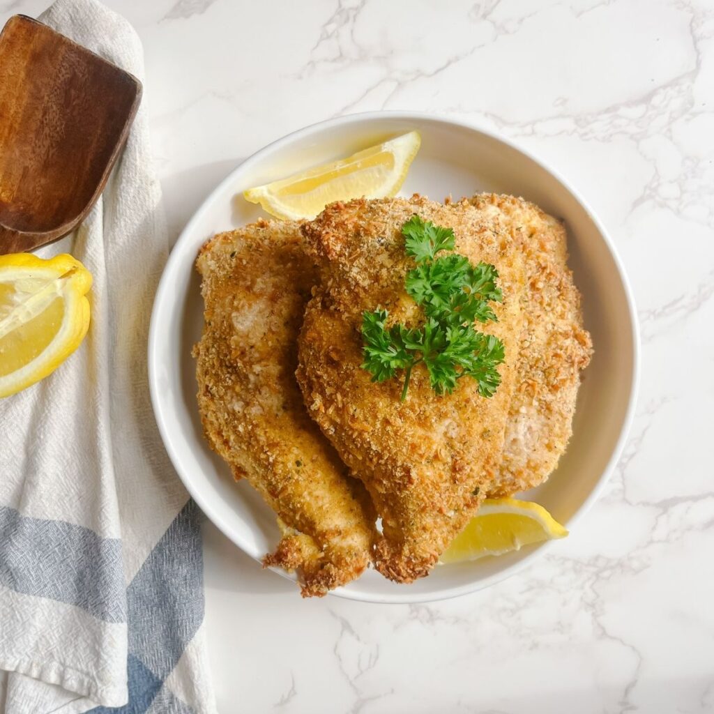 A plate of sourdough fried chicken.