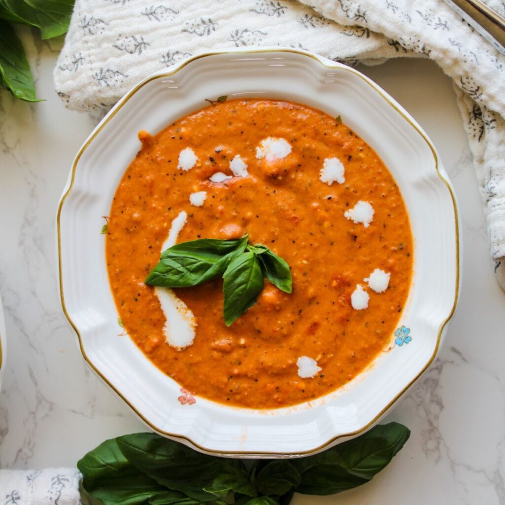 Dollop heavy cream on top of your bowl of tomato soup.