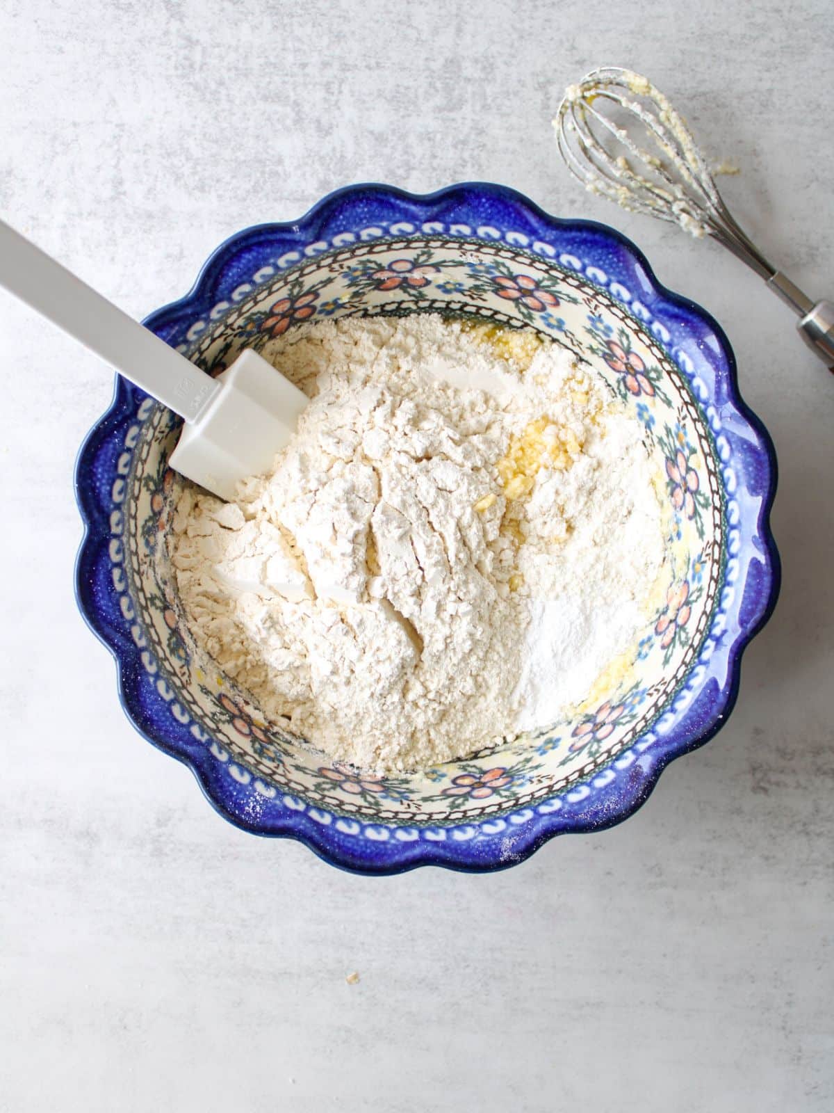 Add the dry ingredients to the mixing bowl.