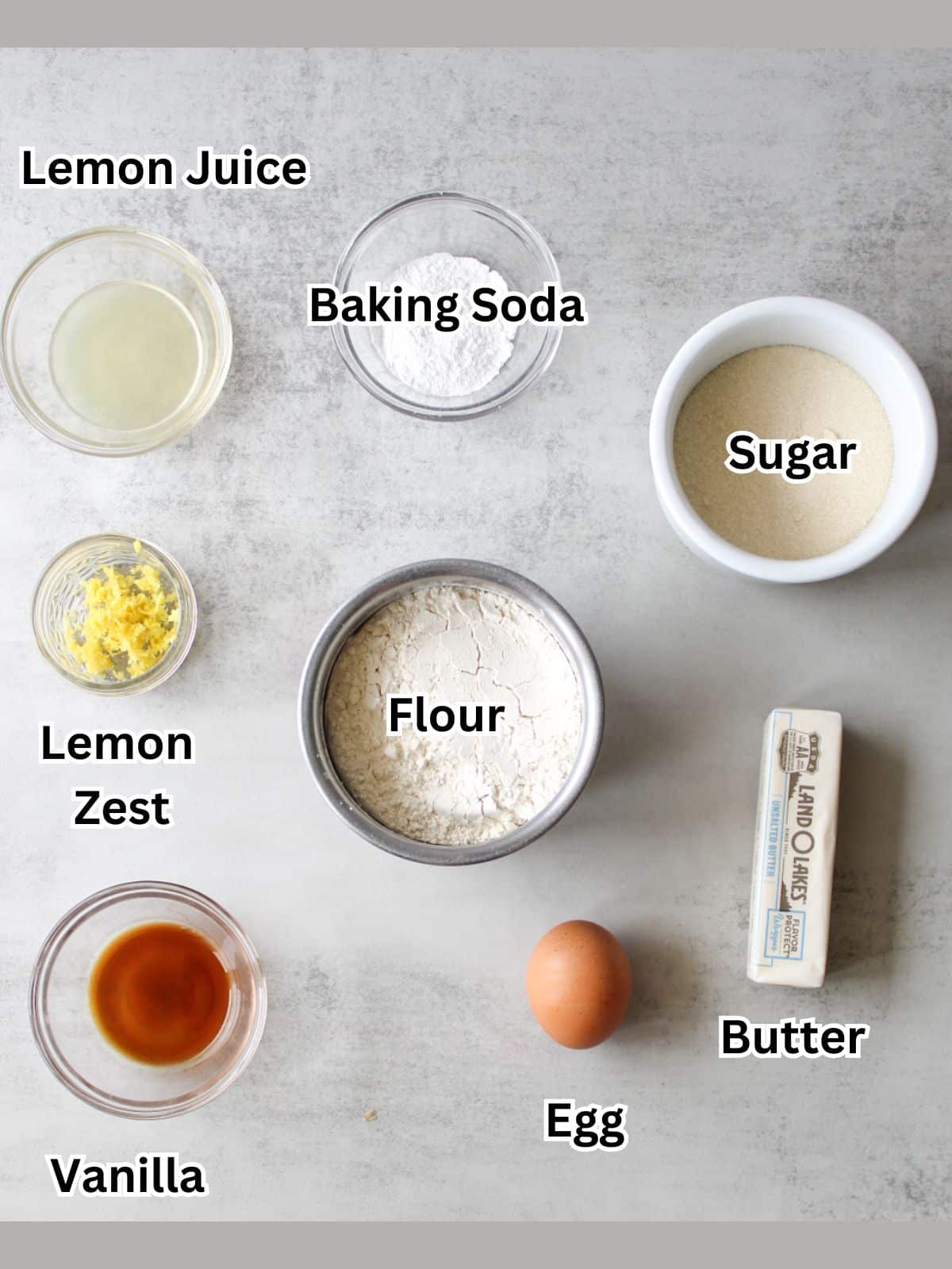 Use these ingredients to make lemon cookies.