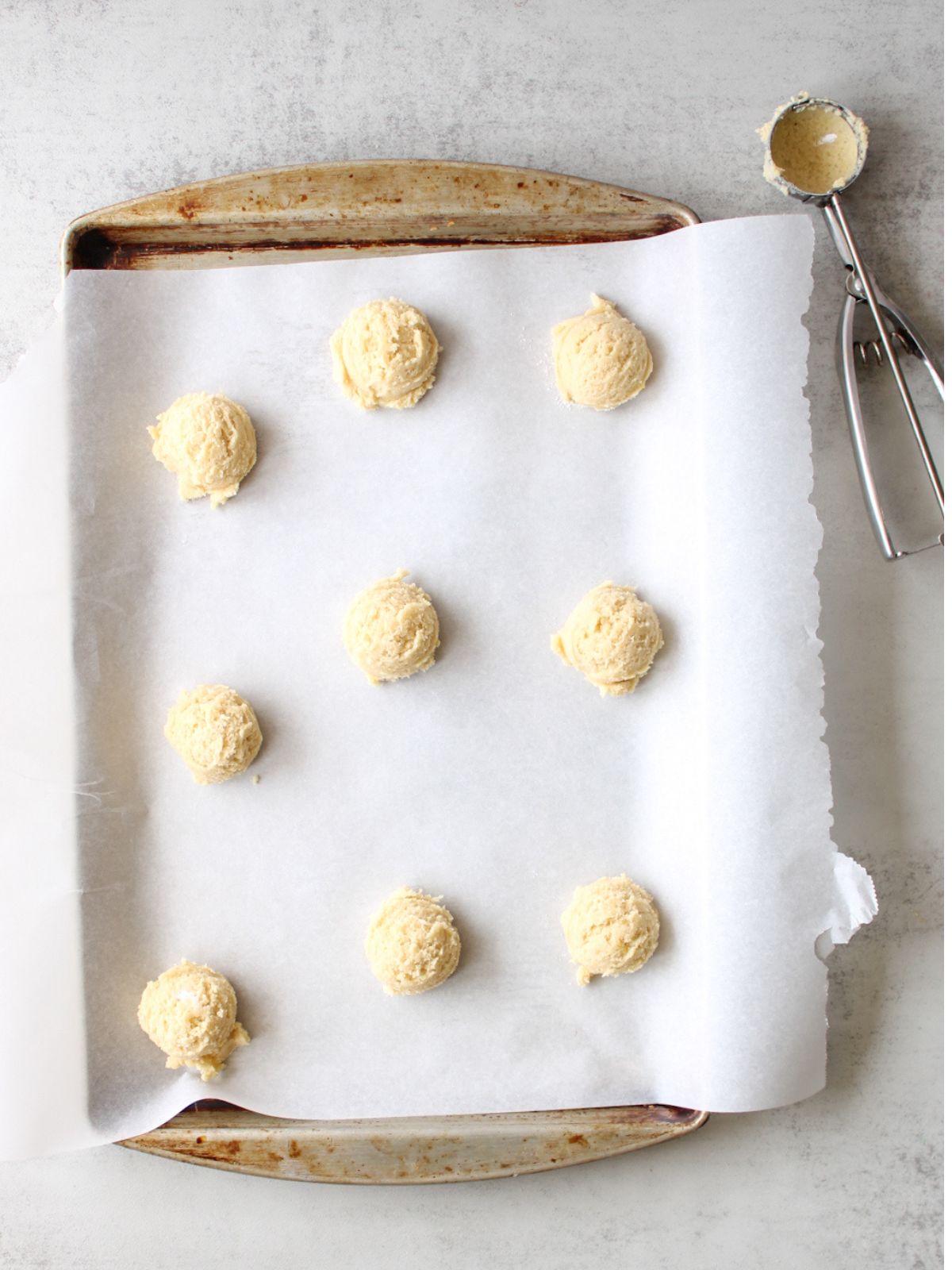 Place the cookie dough on a baking sheet lined with parchment paper.