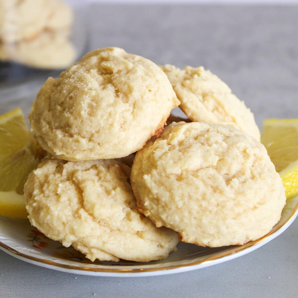 Lemon cookies on a small plate.