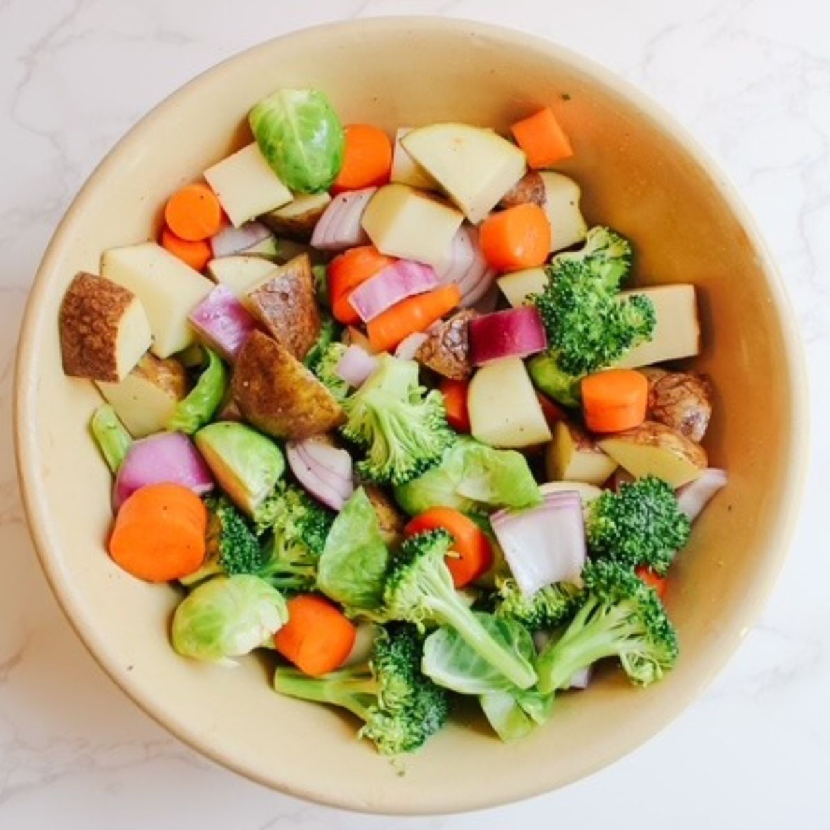 add veggies to a bowl