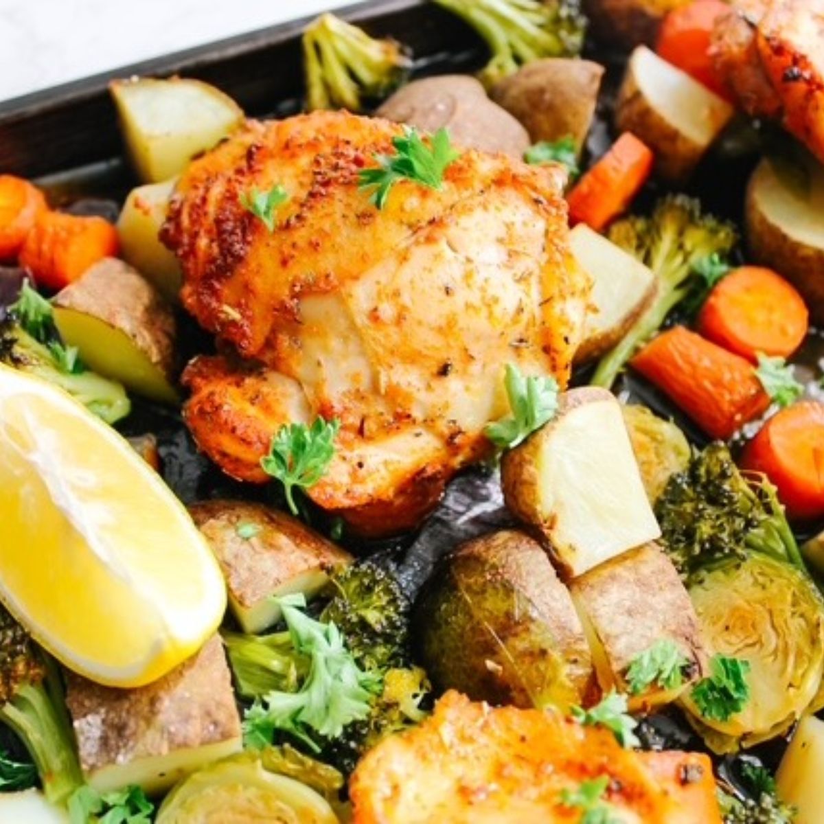 chicken thigh with parsley on top