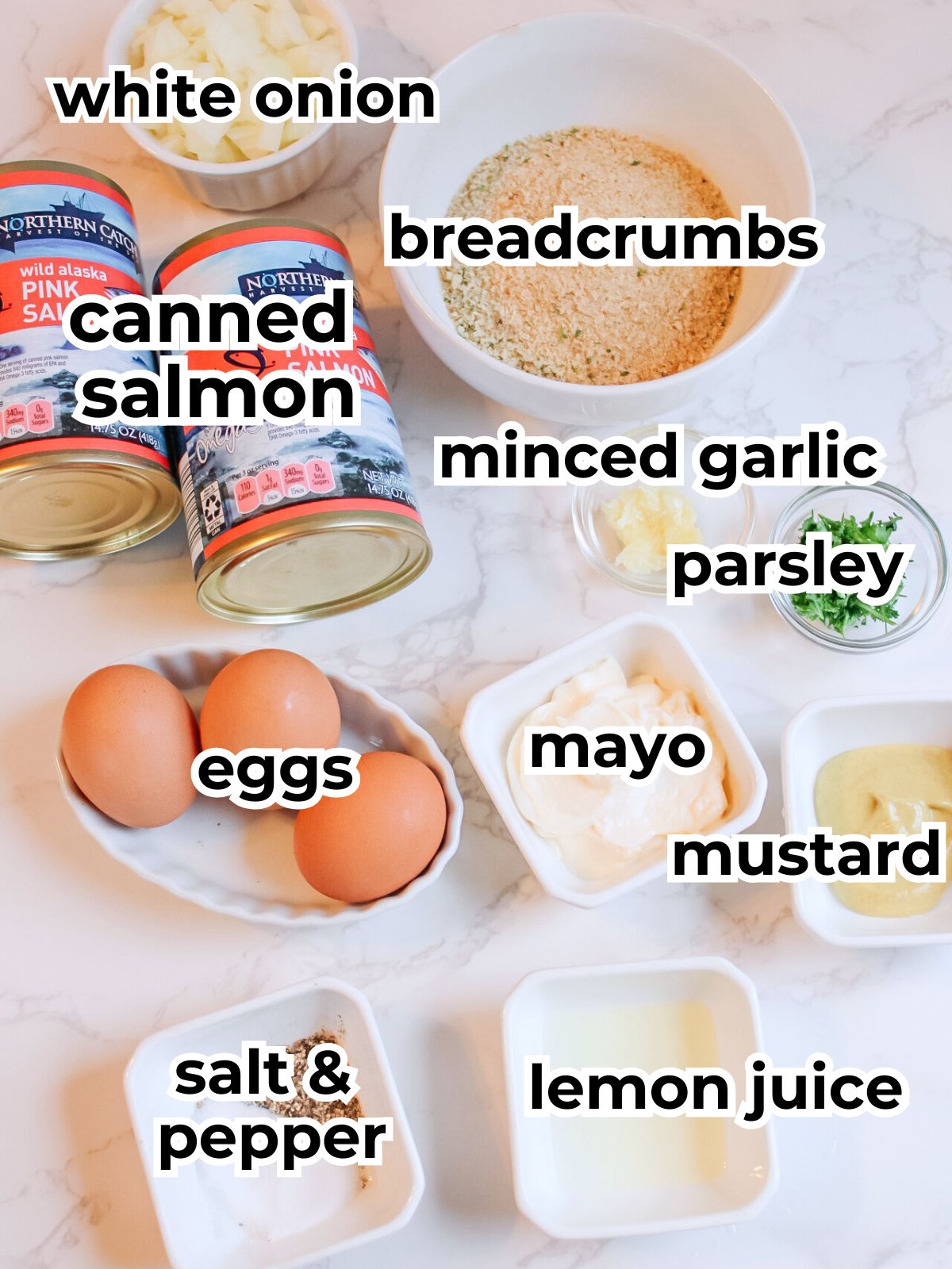 Use these ingredients to make salmon patties.