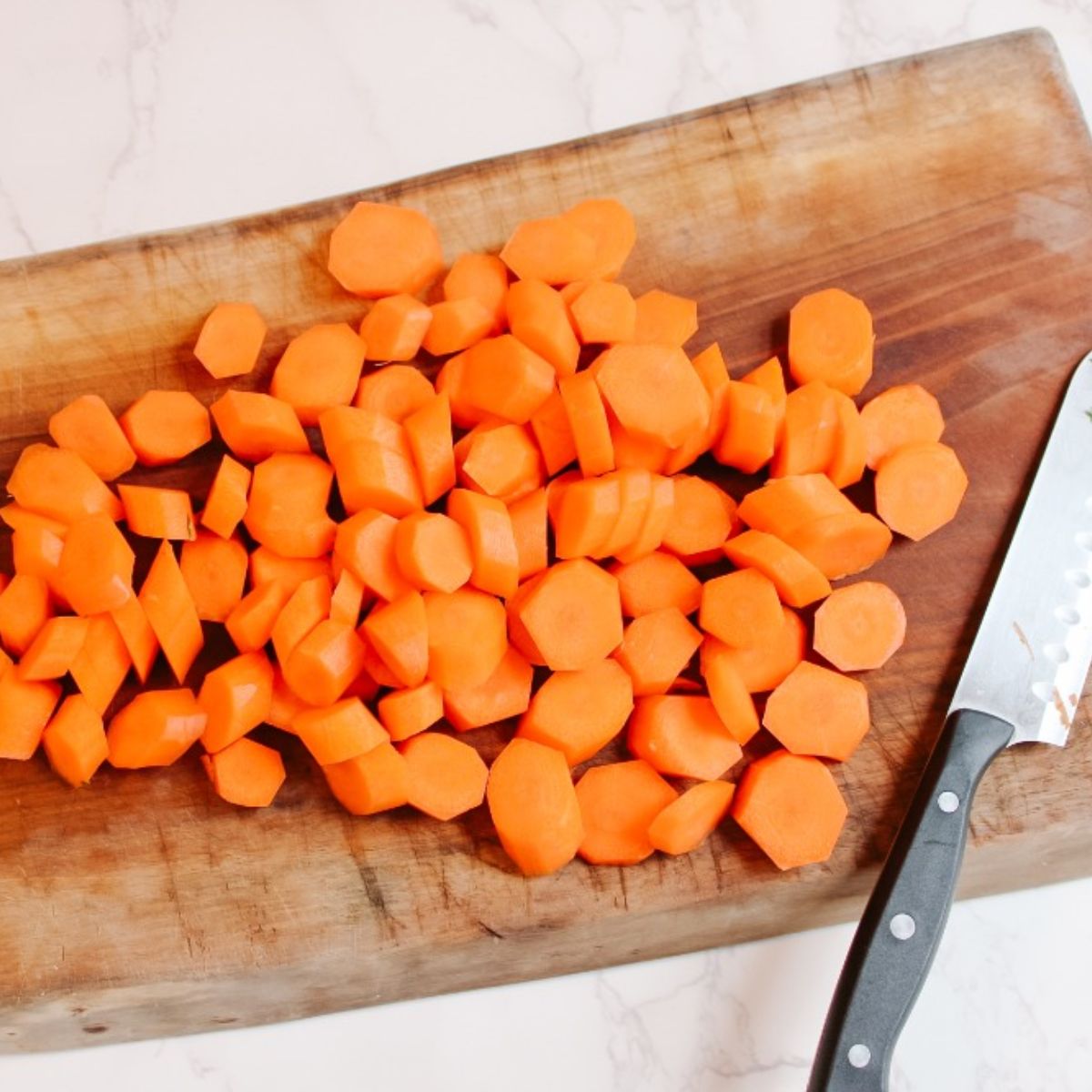 slice carrots into even pieces