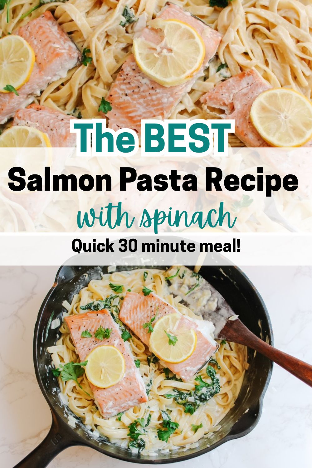 Save this lemon salmon pasta recipe to Pinterest!