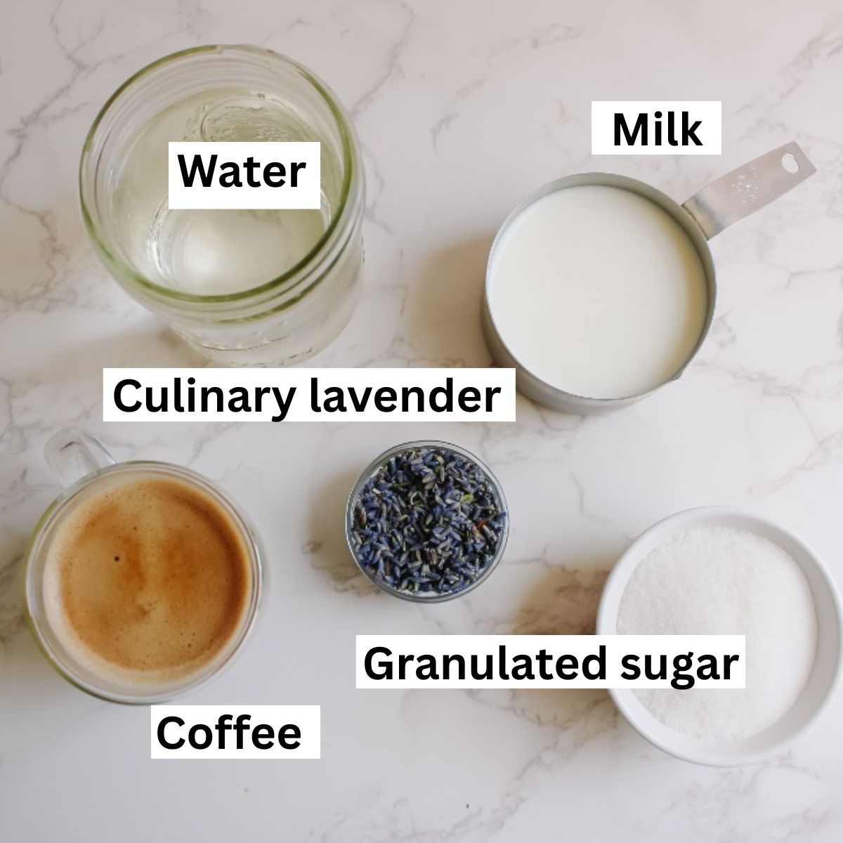 ingredients needed for lavender latte