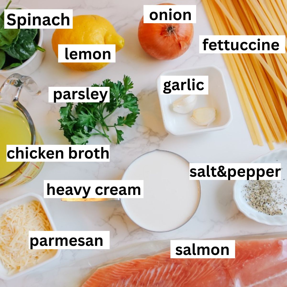 ingredients needed for lemon salmon pasta