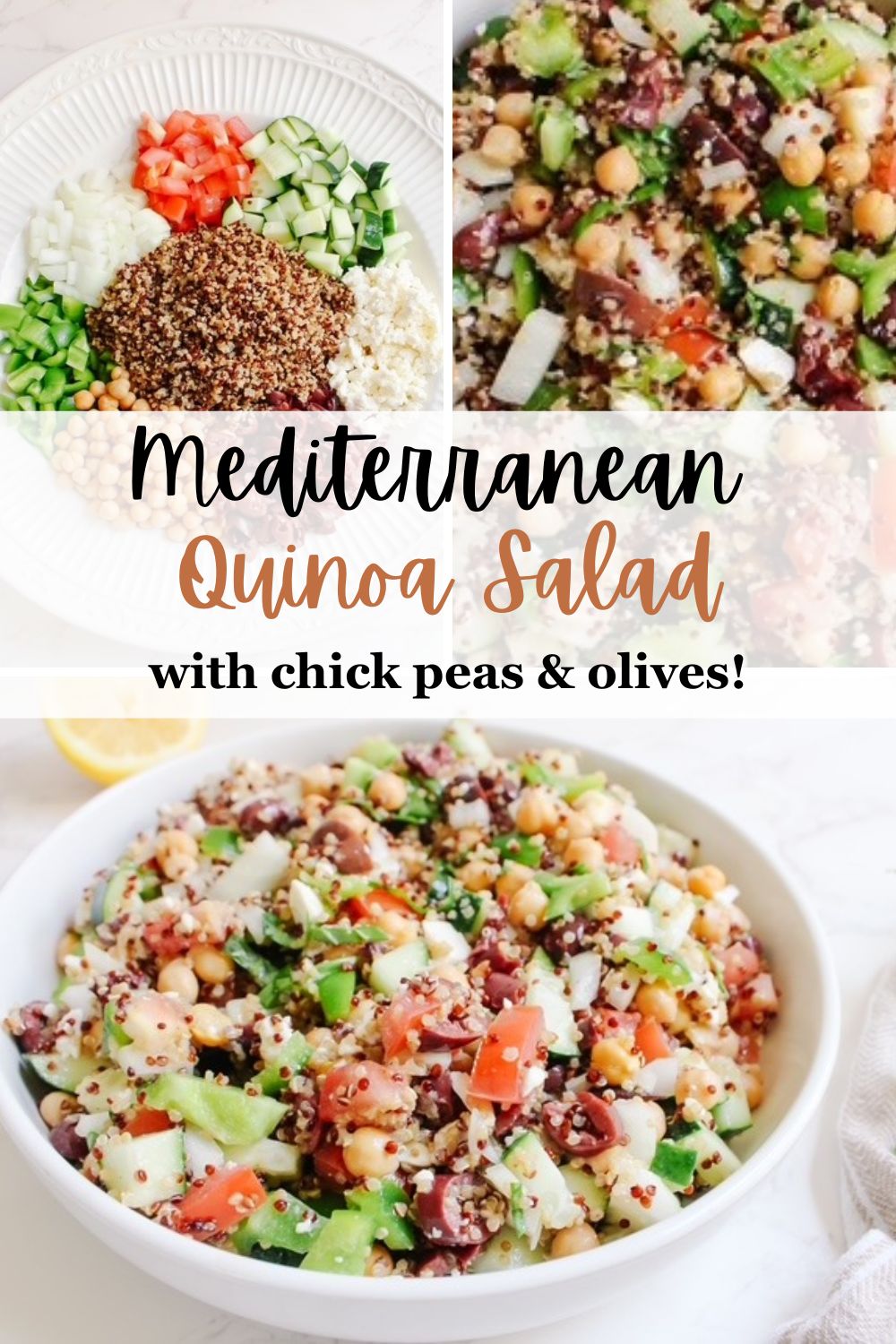 Save this pin to Pinterest so that you can easily pull this quinoa cucumber tomato salad recipe out from the archives at any time!