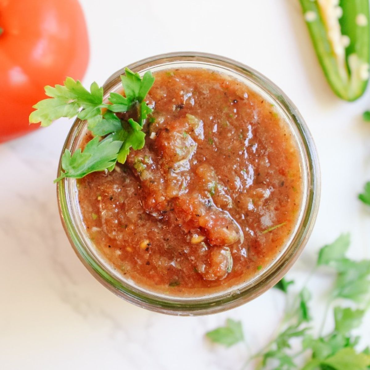 salsa up close in jar