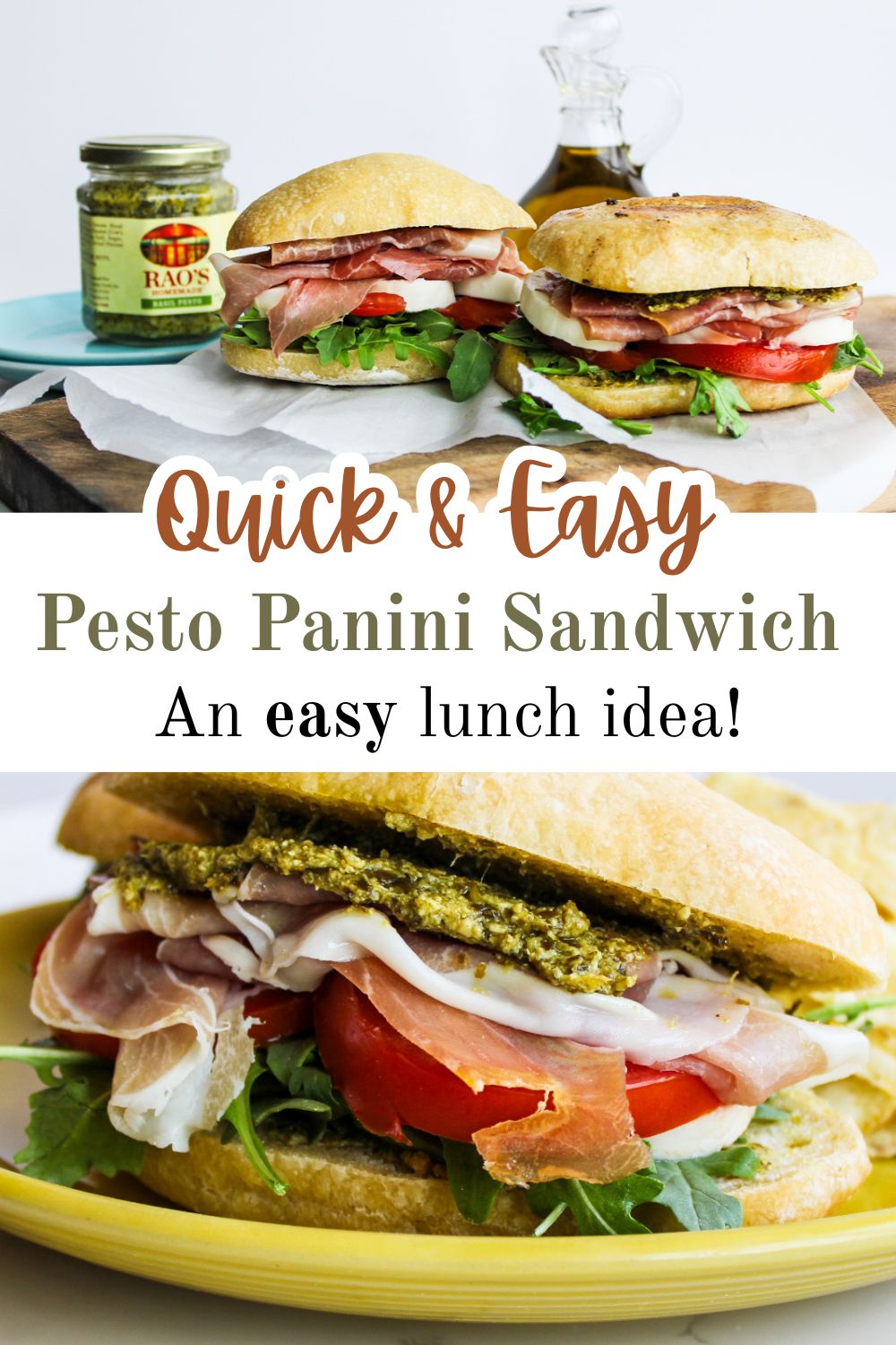 Save this quick and easy pesto panini recipe to Pinterest!