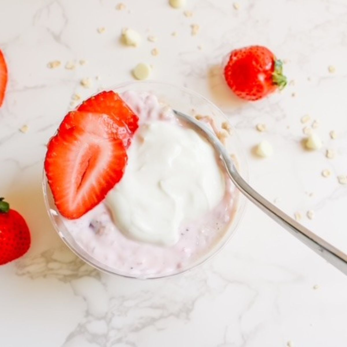 overnight oats with spoon in it