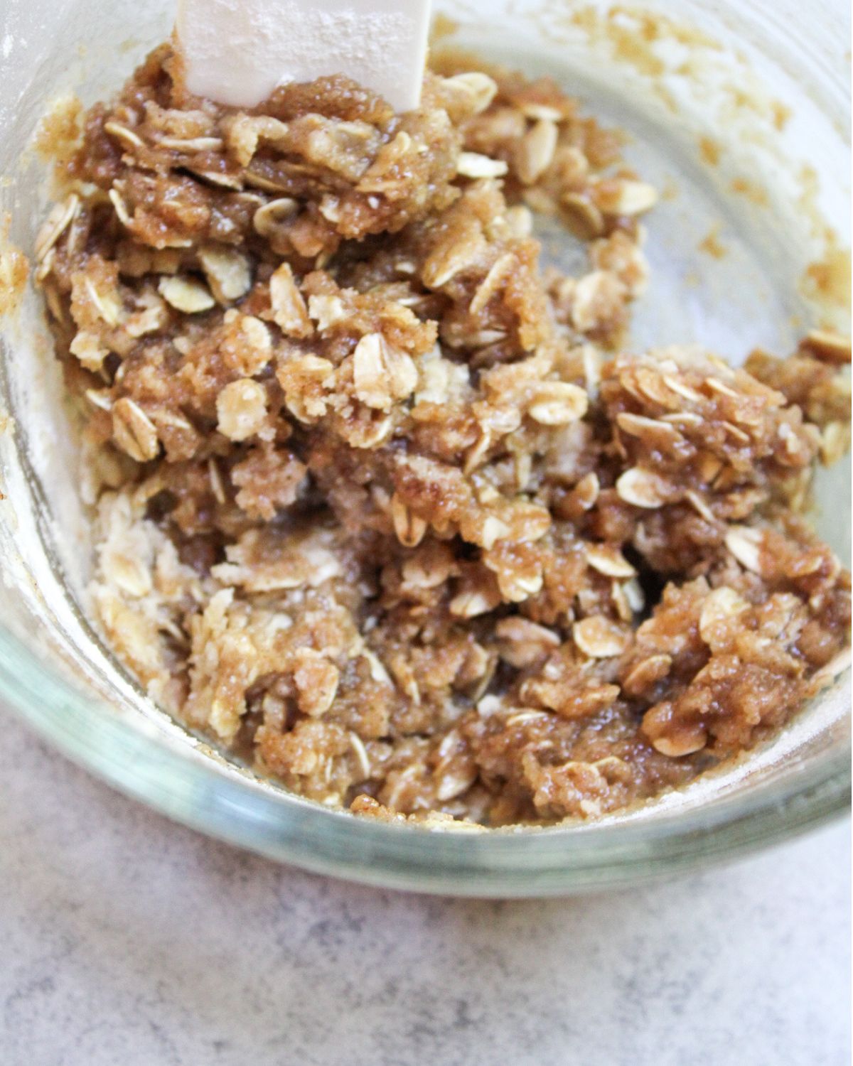 A brown sugar oat streusel topping for sourdough pumpkin muffins.
